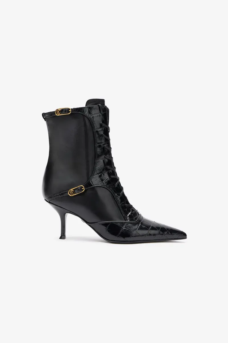 Roberto Cavalli Crocodile-Effect Lace-Up Ankle Boots | Thumbnail 2 Roberto Cavalli Crocodile-Effect Lace-Up Ankle Boots | Thumbnail 2