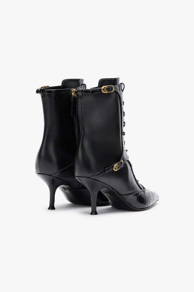 Roberto Cavalli Crocodile-Effect Lace-Up Ankle Boots | Thumbnail 3 Roberto Cavalli Crocodile-Effect Lace-Up Ankle Boots | Thumbnail 3