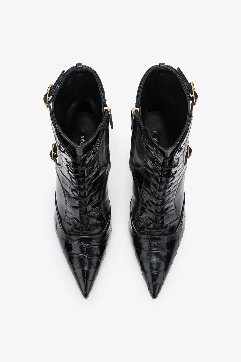 Roberto Cavalli Crocodile-Effect Lace-Up Ankle Boots | Thumbnail 6 Roberto Cavalli Crocodile-Effect Lace-Up Ankle Boots | Thumbnail 6