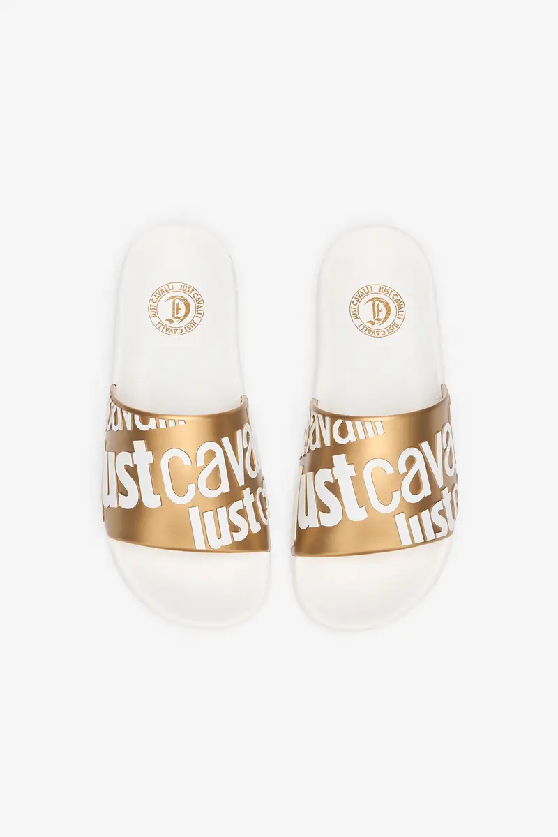 Roberto Cavalli Slides With Lettering And Golden Band | Thumbnail 5