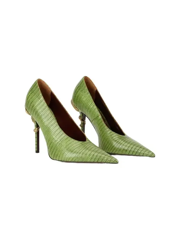 Leather Pumps with Snake Detail