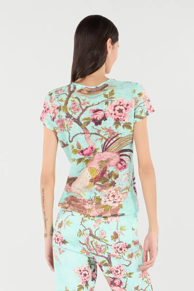 Roberto Cavalli T-Shirt With Oriental Bird Print | Thumbnail 3 Roberto Cavalli T-Shirt With Oriental Bird Print | Thumbnail 3