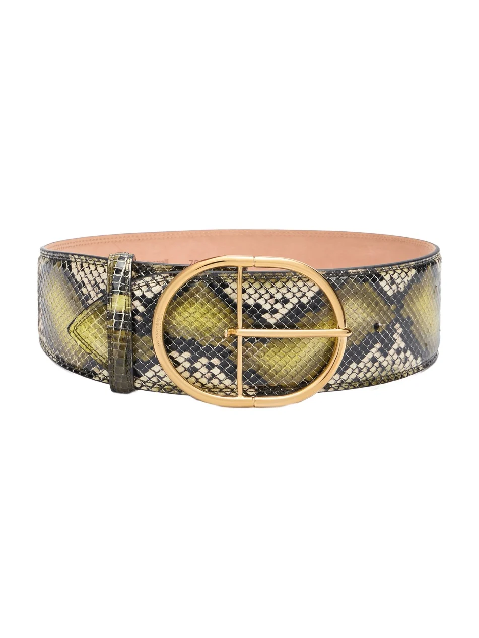 Shaped belt in printed leather