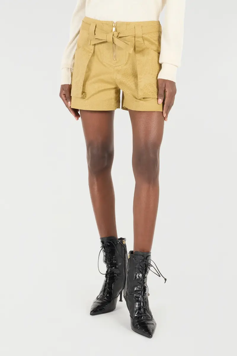Roberto Cavalli Belted Shorts With Python Print | Thumbnail 2