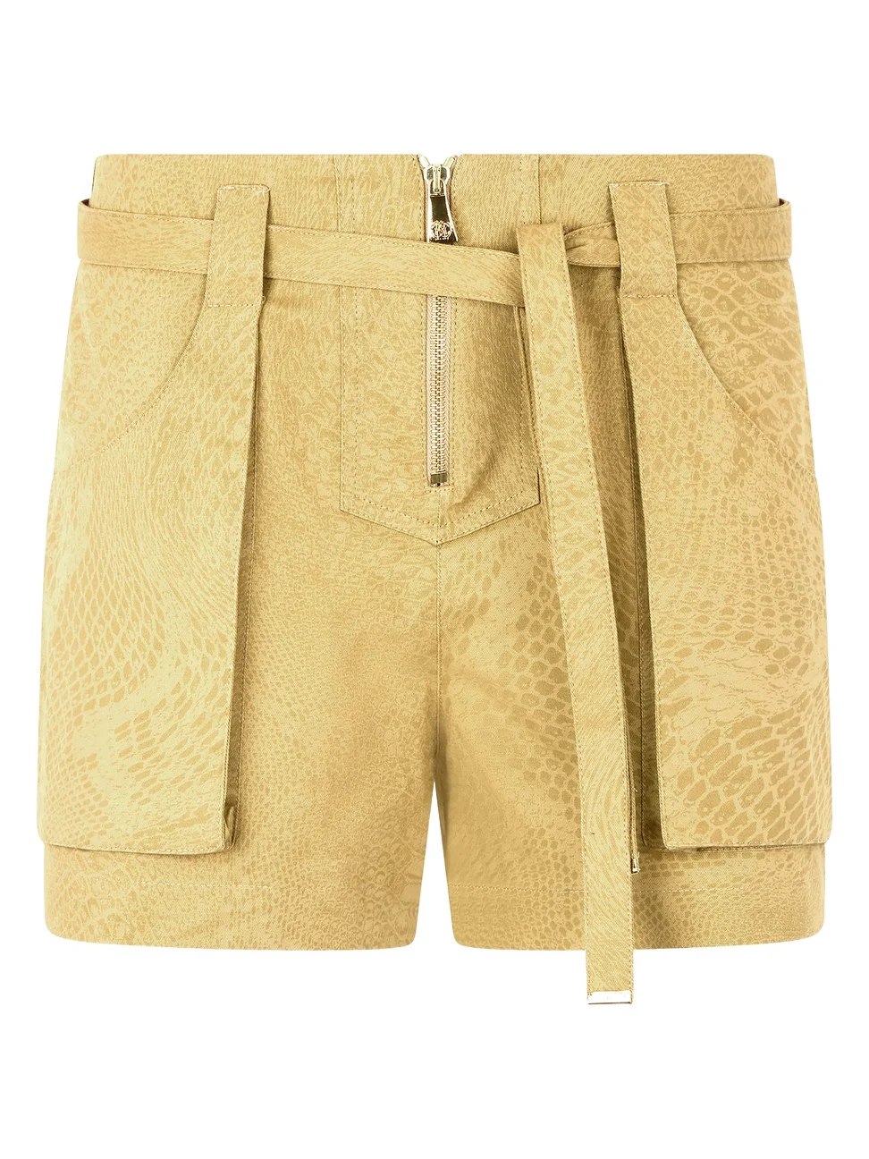 Belted Shorts With Python Print