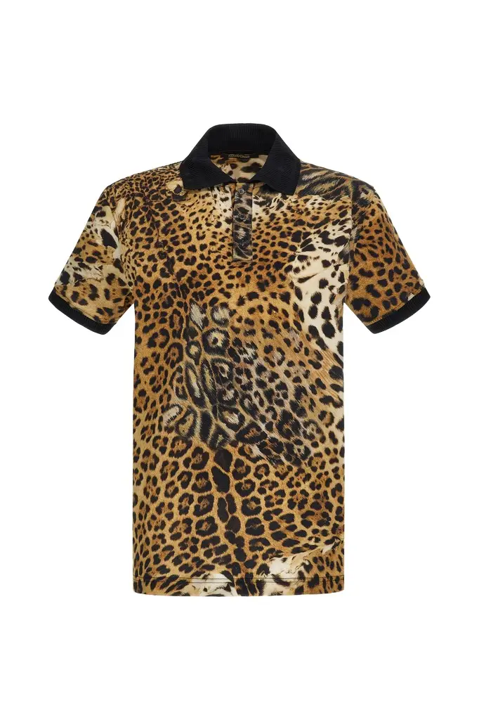 Roberto Cavalli Polo with Jaguar Skin print | Image 1 Roberto Cavalli Polo with Jaguar Skin print | Image 1
