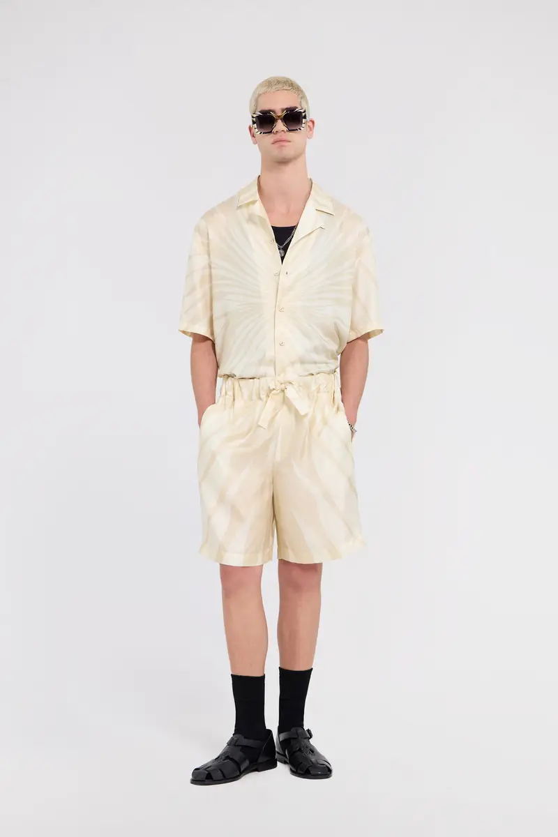 Roberto Cavalli Ray Of Gold Print Silk Shorts | Thumbnail 5