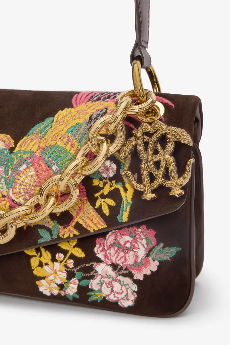 Roberto Cavalli Suede Bag With Naturalistic Pattern | Thumbnail 4 Roberto Cavalli Suede Bag With Naturalistic Pattern | Thumbnail 4