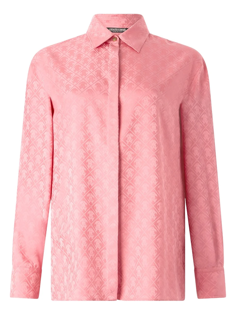 Roberto Cavalli Shirt-Blend Shirt With Mirror Snake Monogram Print