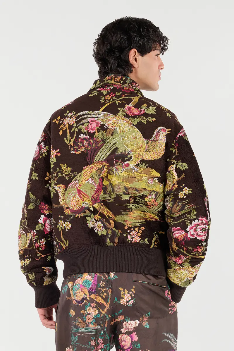 Roberto Cavalli Bomber Jacket With Oriental Bird Print | Thumbnail 3 Roberto Cavalli Bomber Jacket With Oriental Bird Print | Thumbnail 3