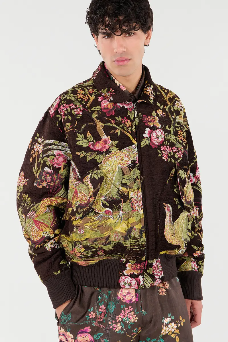Roberto Cavalli Bomber Jacket With Oriental Bird Print | Thumbnail 5 Roberto Cavalli Bomber Jacket With Oriental Bird Print | Thumbnail 5