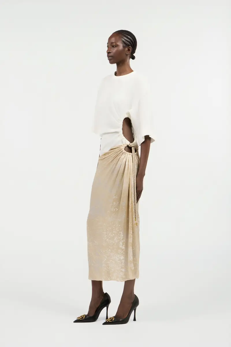 Roberto Cavalli Abstract Print on Silk Viscose Devore Dress | Thumbnail 2 Roberto Cavalli Abstract Print on Silk Viscose Devore Dress | Thumbnail 2