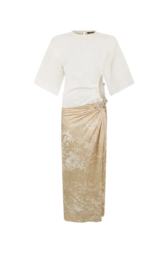 Roberto Cavalli Abstract Print on Silk Viscose Devore Dress