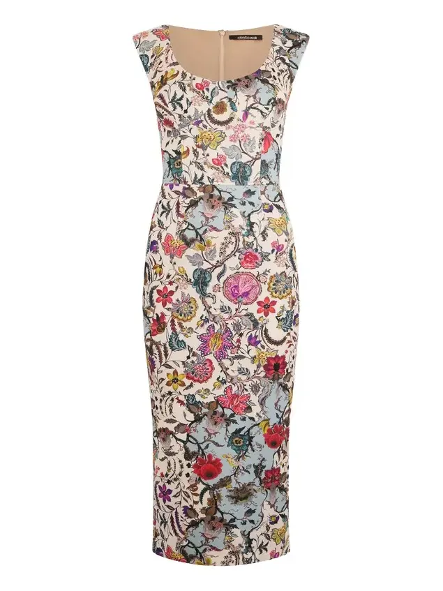 Sheath Dress with Florentine Flowers Print Sheath Dress with Florentine Flowers Print