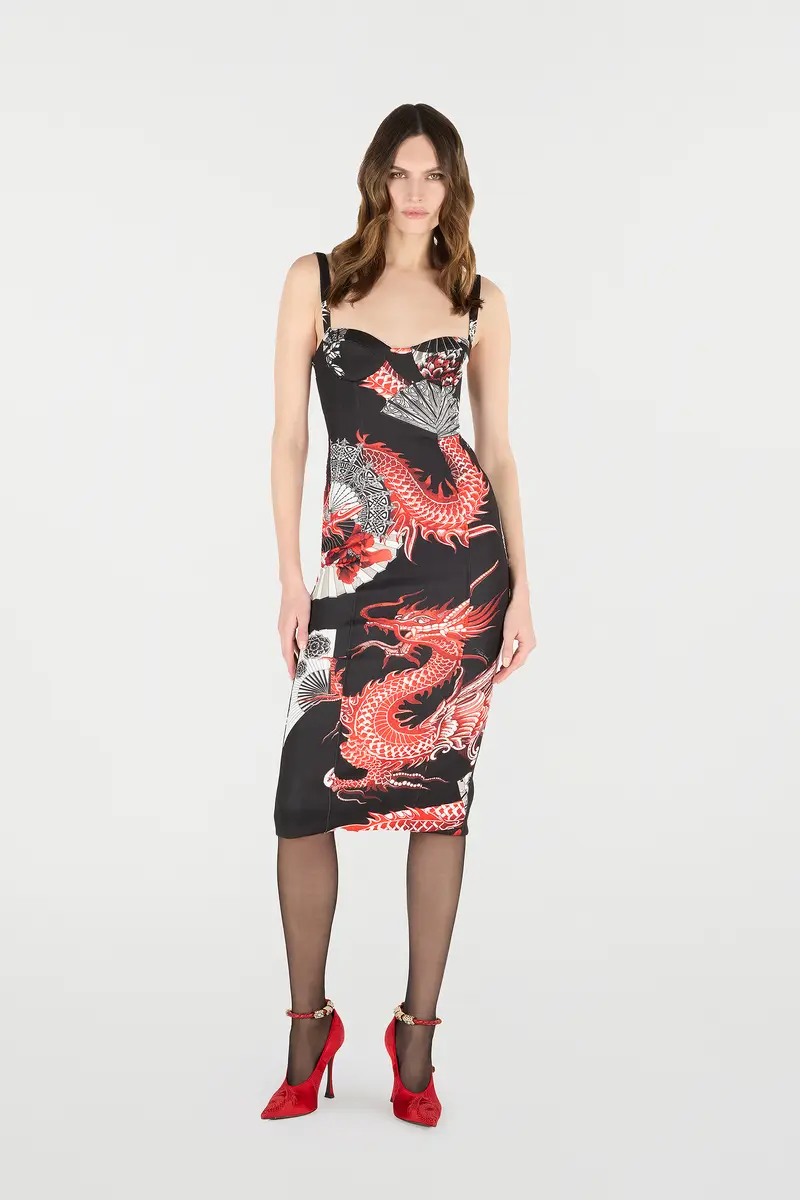 Roberto Cavalli Midi Dress With Dragon | Thumbnail 7