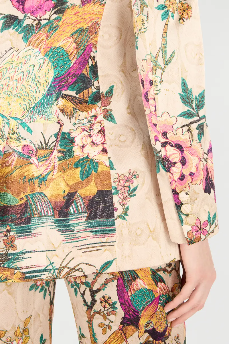 Roberto Cavalli Silk Blazer With Oriental Bird Print | Thumbnail 6 Roberto Cavalli Silk Blazer With Oriental Bird Print | Thumbnail 6