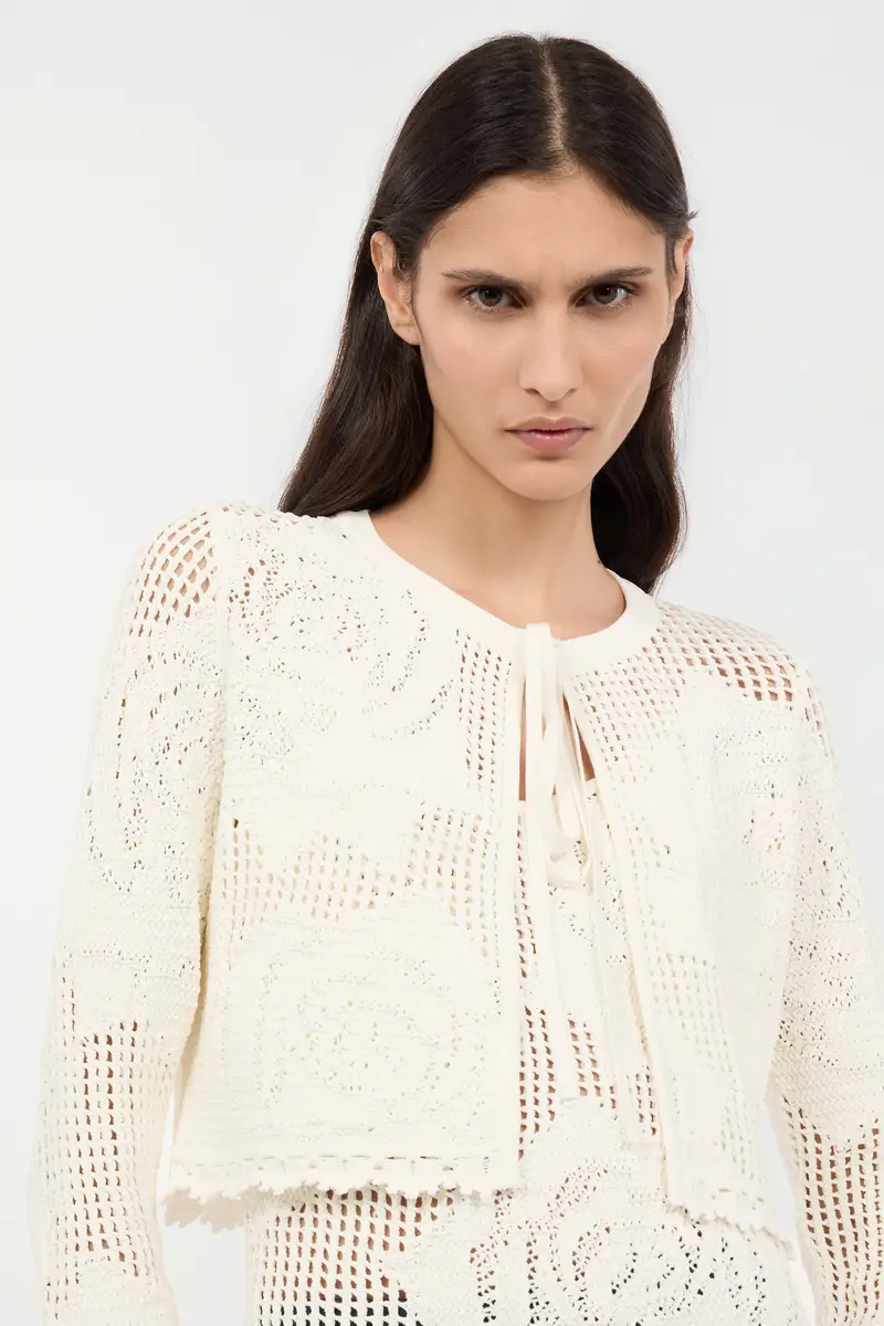Roberto Cavalli Openwork Cropped Cardigan With Roses | Thumbnail 5