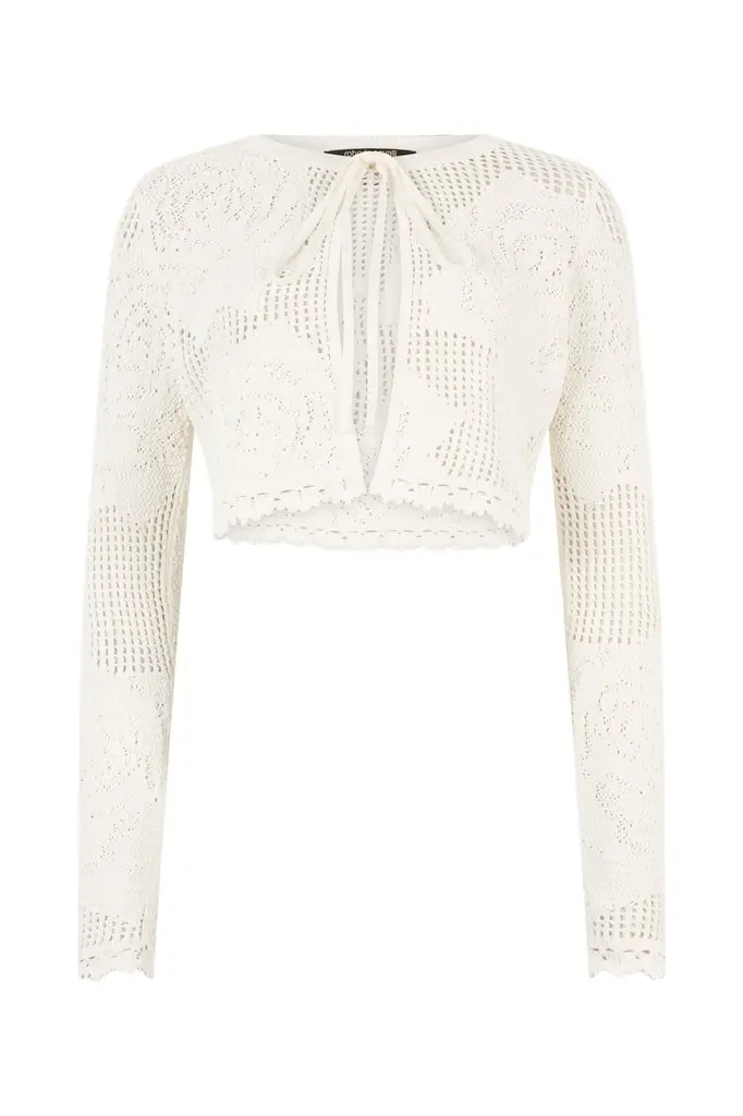 Roberto Cavalli Openwork Cropped Cardigan With Roses