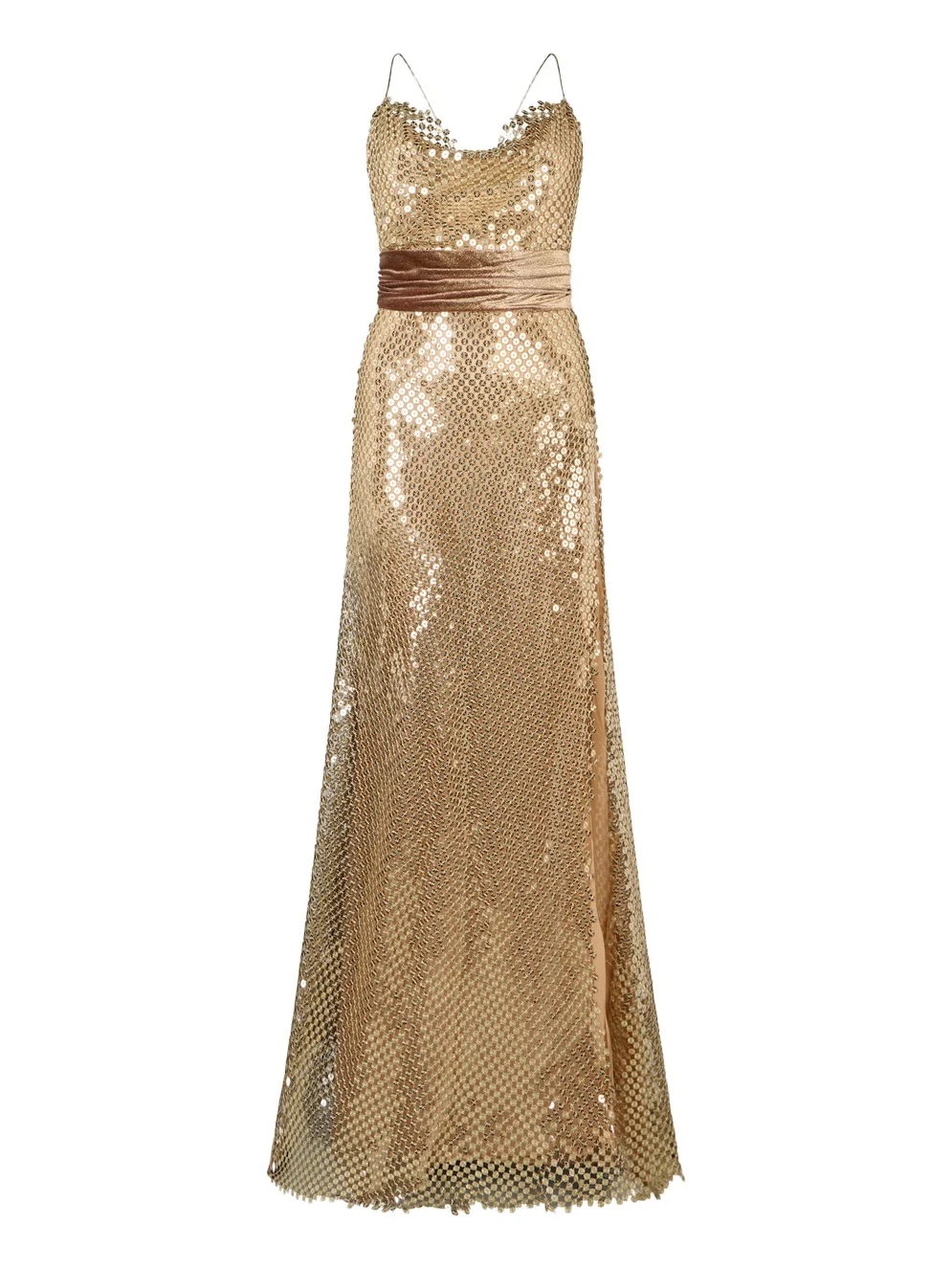 Roberto Cavalli Extra-long gold sequin gown