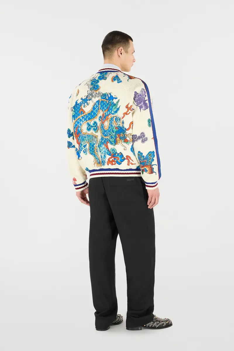 Roberto Cavalli Bomber Jacket With Dragon, Flowers And Butterflies | Thumbnail 3 Roberto Cavalli Bomber Jacket With Dragon, Flowers And Butterflies | Thumbnail 3