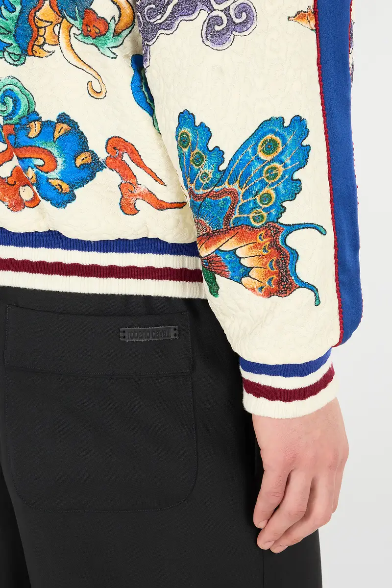 Roberto Cavalli Bomber Jacket With Dragon, Flowers And Butterflies | Thumbnail 6 Roberto Cavalli Bomber Jacket With Dragon, Flowers And Butterflies | Thumbnail 6