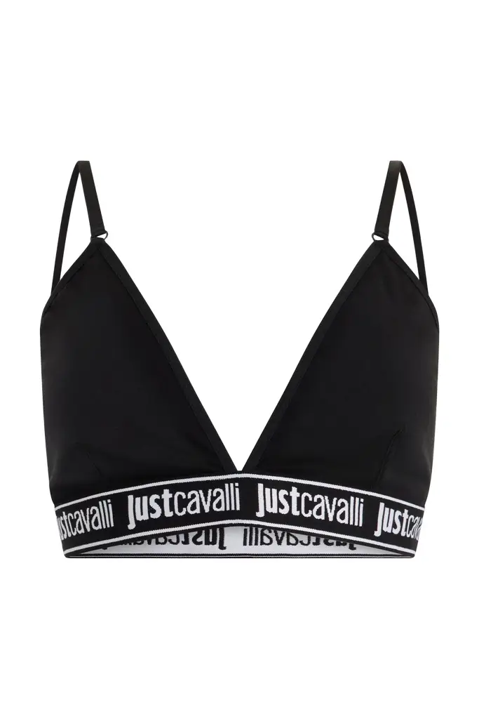 Black Triangle Bra With Logo Band Black Triangle Bra With Logo Band