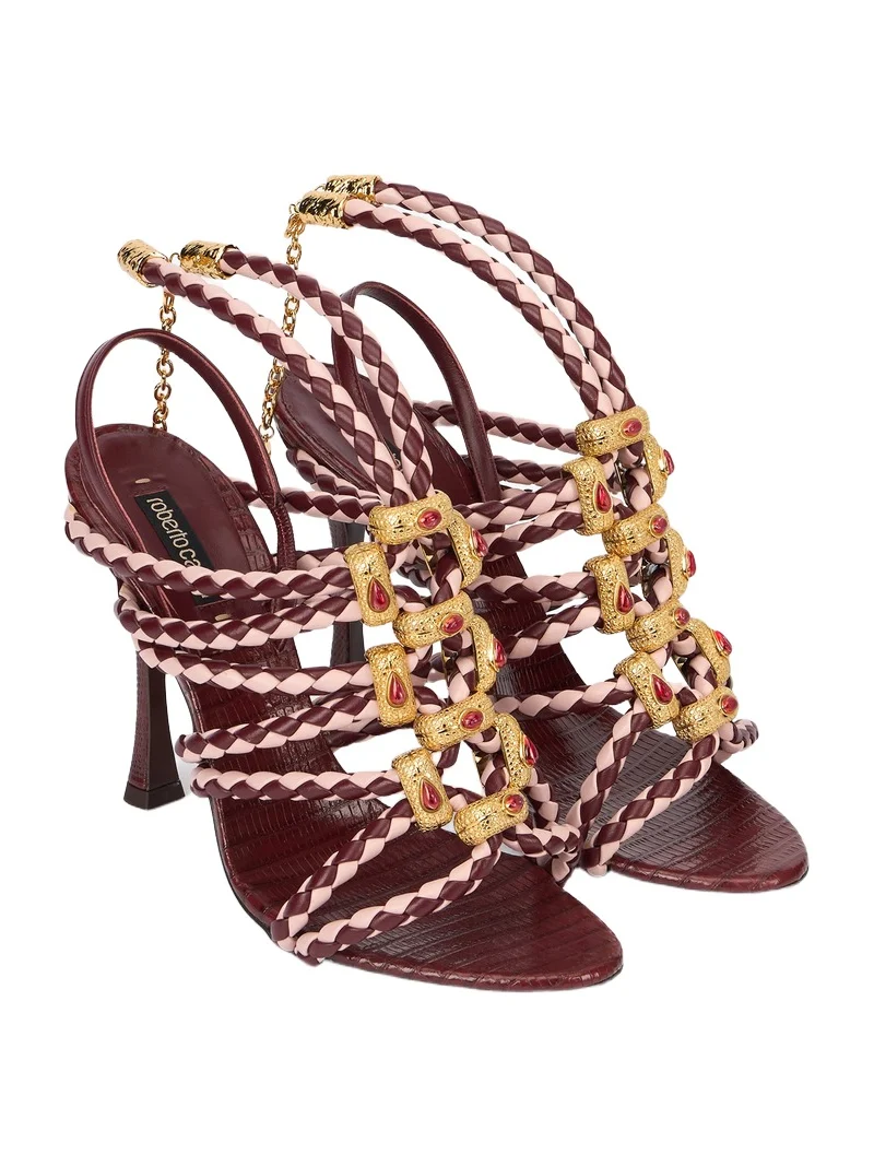 Red And White Sandals With Jewel Details Red And White Sandals With Jewel Details