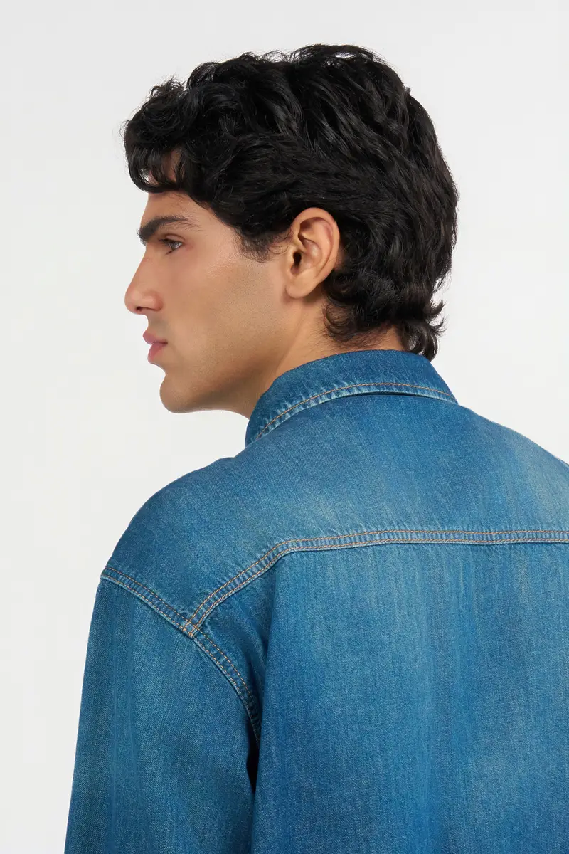 Roberto Cavalli Denim Shirt with Tiger Embroidery | Thumbnail 6 Roberto Cavalli Denim Shirt with Tiger Embroidery | Thumbnail 6