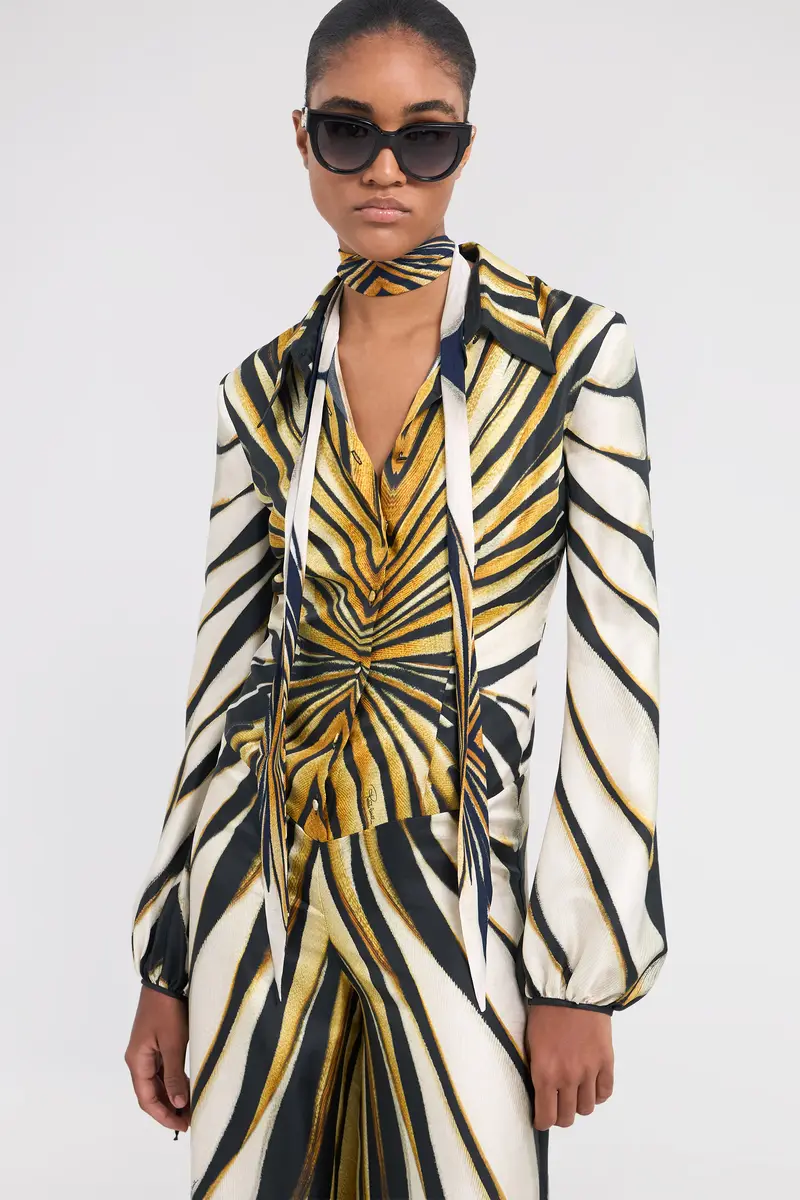 Roberto Cavalli Ray Of Gold Print Silk Jumpsuit | Thumbnail 4 Roberto Cavalli Ray Of Gold Print Silk Jumpsuit | Thumbnail 4
