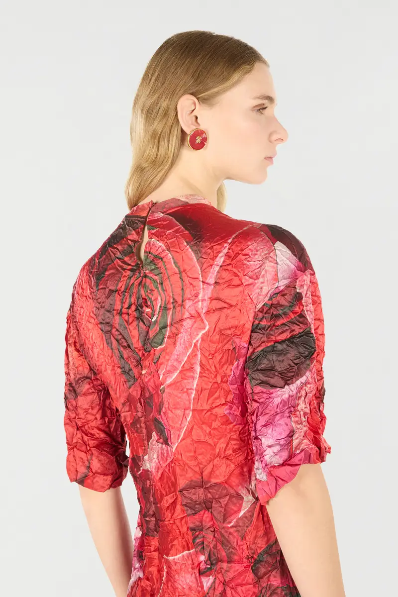 Roberto Cavalli Crinkled Asymmetric Dress With Rose Print | Thumbnail 6