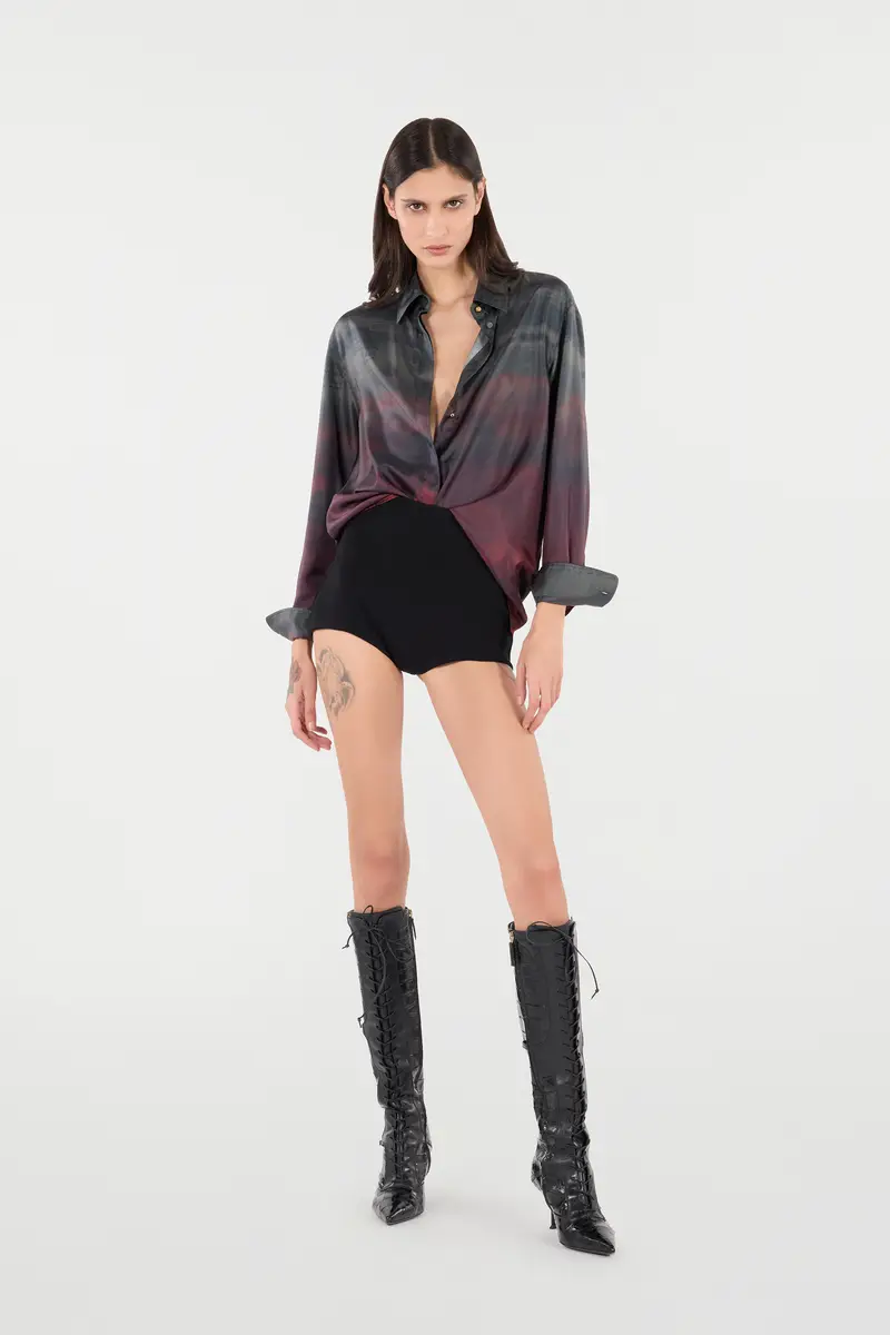 Roberto Cavalli Silk Shirt With A Mottled Effect | Thumbnail 7 Roberto Cavalli Silk Shirt With A Mottled Effect | Thumbnail 7