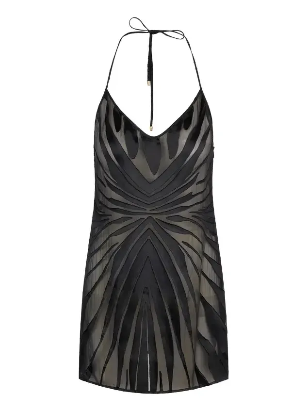 Mini Slip Dress With Ray Devoré Print Mini Slip Dress With Ray Devoré Print