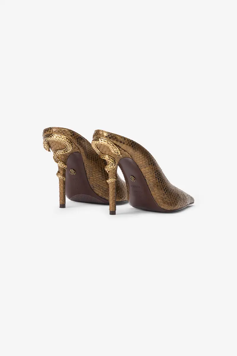 Roberto Cavalli Mules with Gold Python Snake Motif | Thumbnail 3