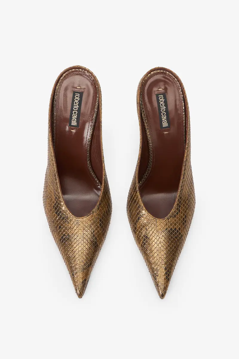 Roberto Cavalli Mules with Gold Python Snake Motif | Thumbnail 6