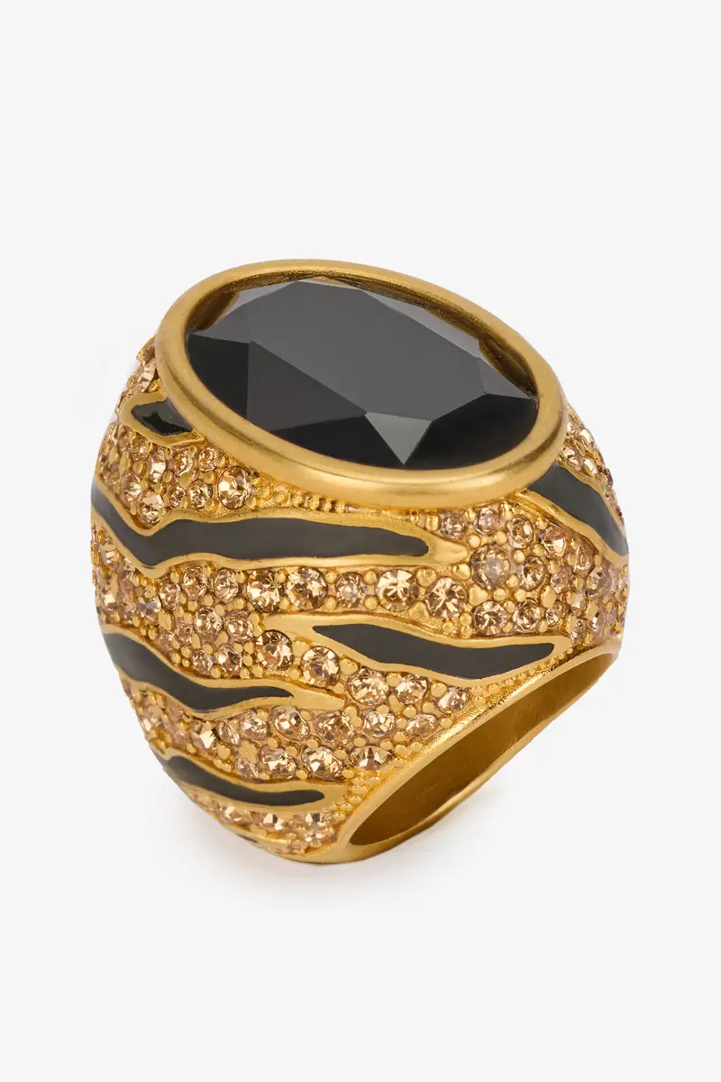 Roberto Cavalli Cocktail Ring With Crystals And Tiger Skin Pattern | Thumbnail 3 Roberto Cavalli Cocktail Ring With Crystals And Tiger Skin Pattern | Thumbnail 3