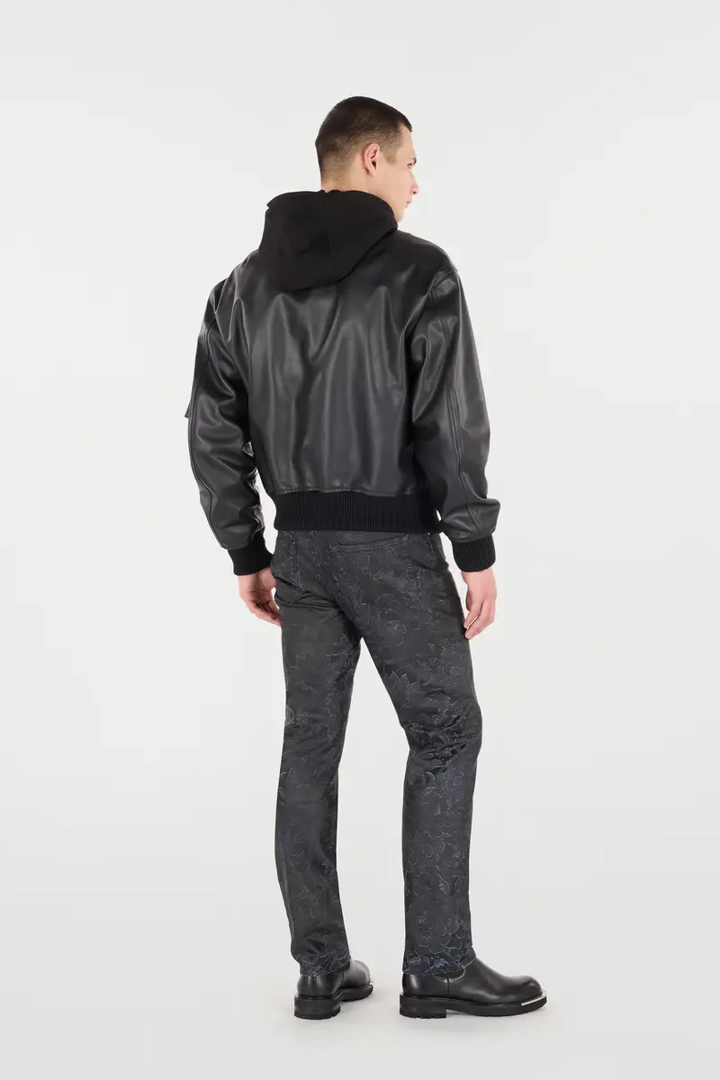 Roberto Cavalli Leather Bomber Jacket With Hood | Thumbnail 3 Roberto Cavalli Leather Bomber Jacket With Hood | Thumbnail 3