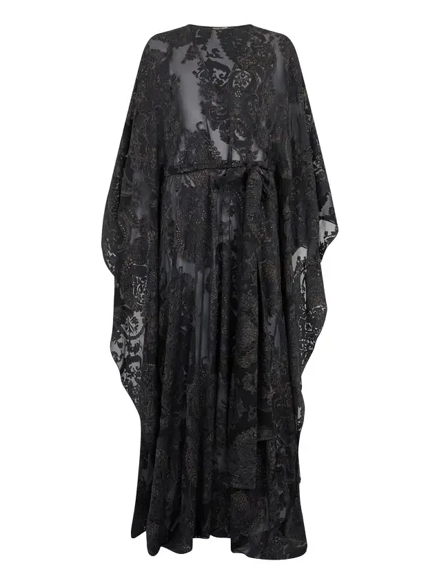 Sheer Silk Kaftan in Ornamental Sheer Silk Kaftan in Ornamental