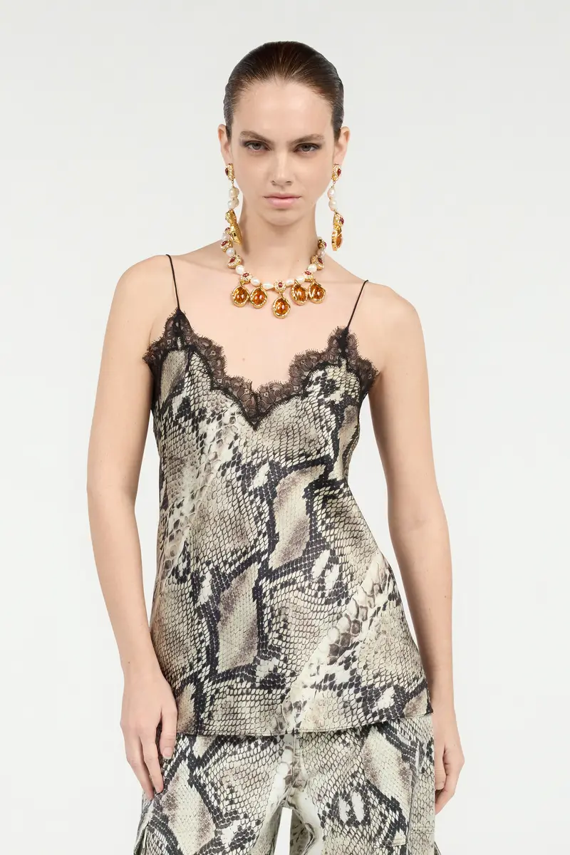 Roberto Cavalli Silk Top With Python Print | Thumbnail 2