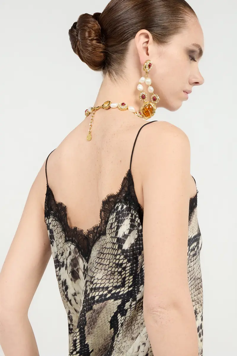 Roberto Cavalli Silk Top With Python Print | Thumbnail 6
