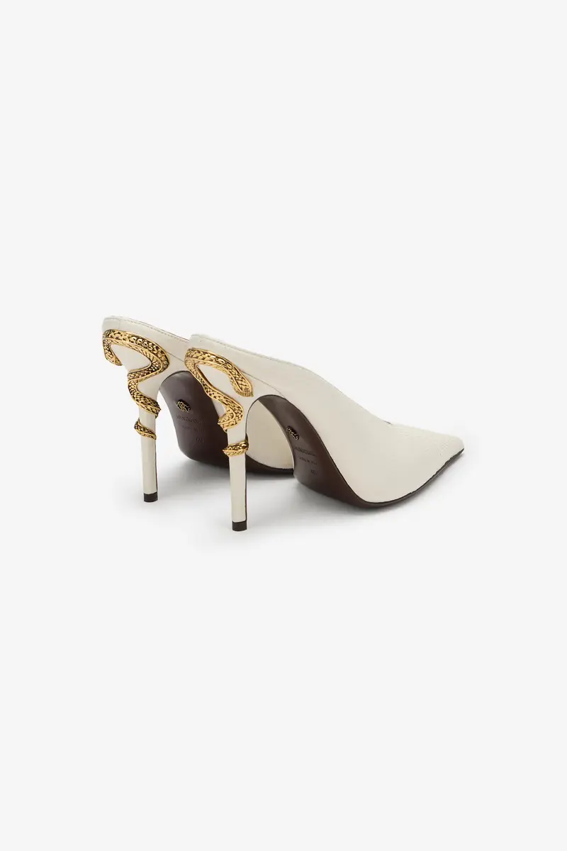 Roberto Cavalli White Serpentine Sabots | Thumbnail 3