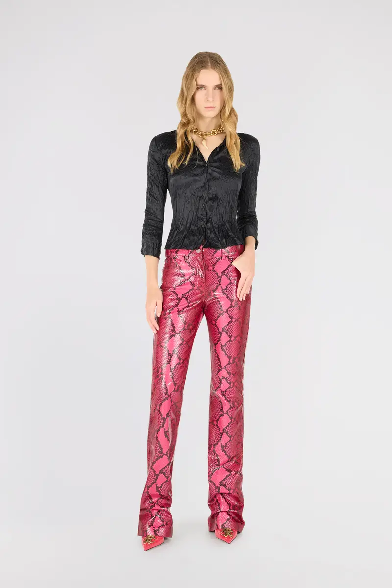 Roberto Cavalli Shiny Python-Print Pants | Thumbnail 7
