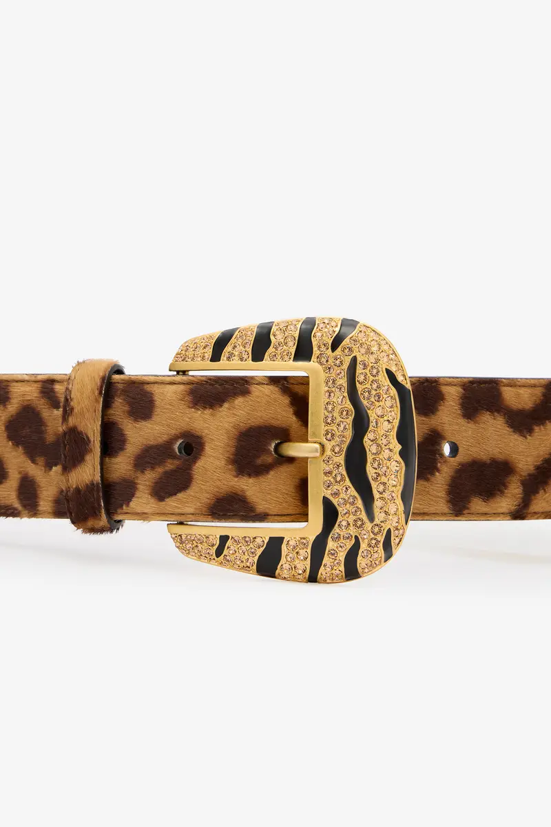 Roberto Cavalli Leopard Belt With Bejeweled Buckle | Thumbnail 3