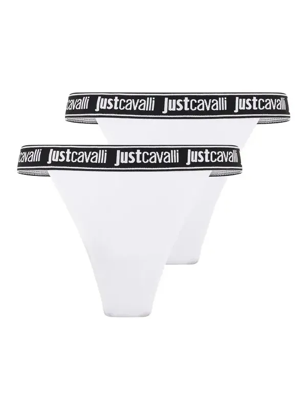 Roberto Cavalli Two-Pack White Cotton Panties With Logo Waistband