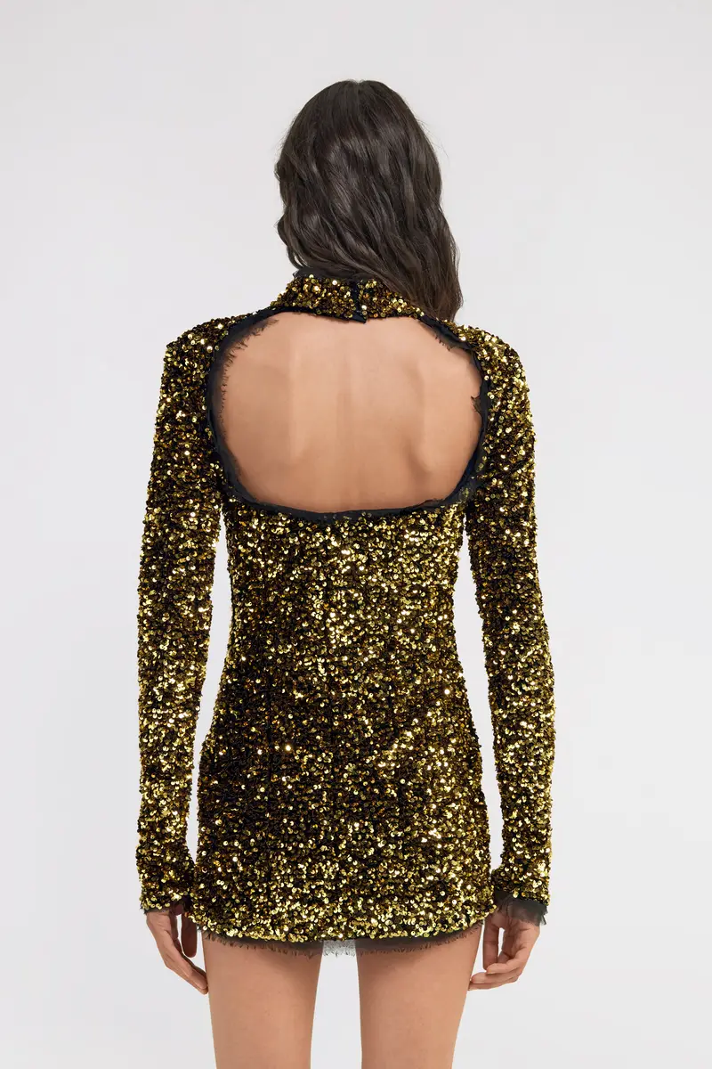 Roberto Cavalli Gold Sequin Mini Dress | Thumbnail 3
