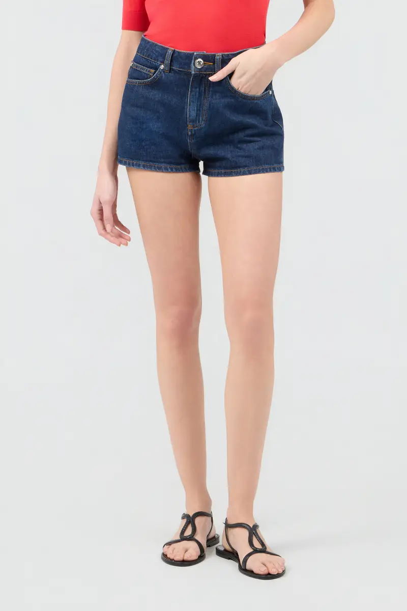 Roberto Cavalli Jeans Shorts Blue With Crystal Monogram RC | Thumbnail 2