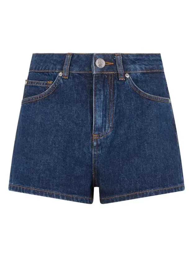 Roberto Cavalli Jeans Shorts Blue With Crystal Monogram RC