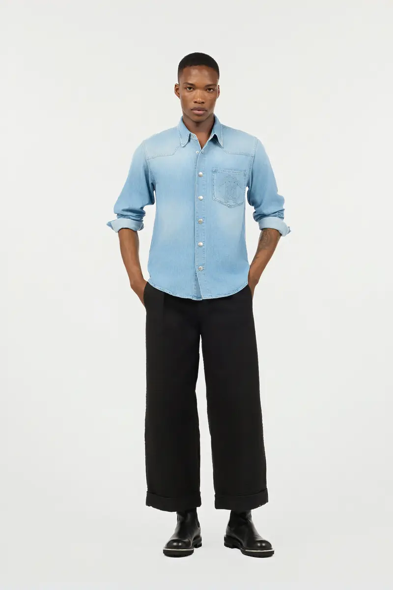 Roberto Cavalli Denim Shirt With Mirror Snake Monogram | Thumbnail 7 Roberto Cavalli Denim Shirt With Mirror Snake Monogram | Thumbnail 7