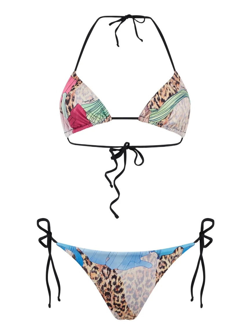 Roberto Cavalli Multicolor Flower Print Bikini