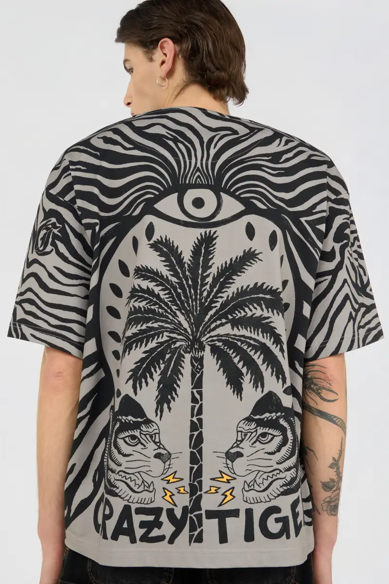 Roberto Cavalli Natural Barb Black Print T-shirt | Thumbnail 5