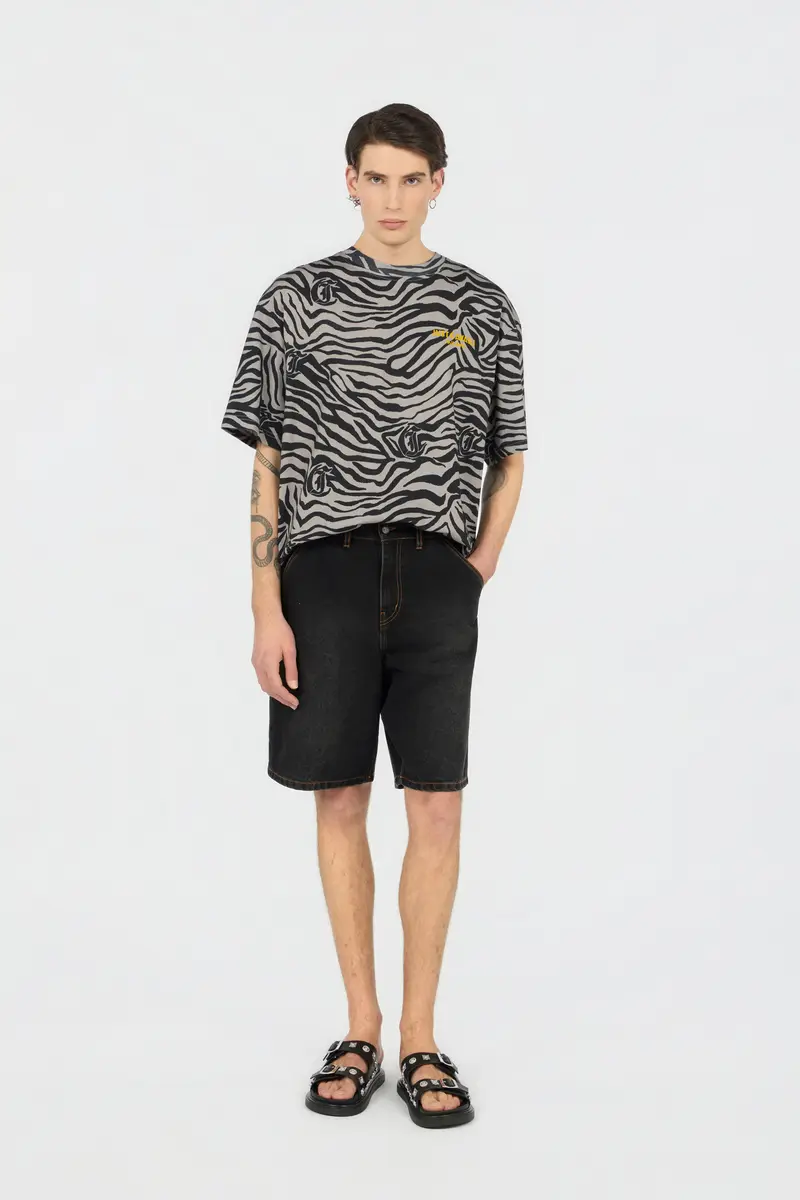 Roberto Cavalli Natural Barb Black Print T-shirt | Thumbnail 6